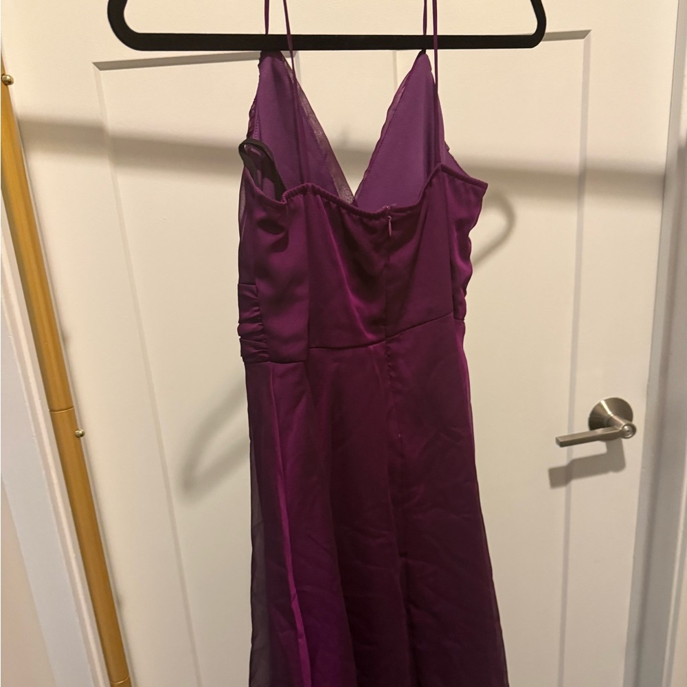 Purple Satin Halter Dress